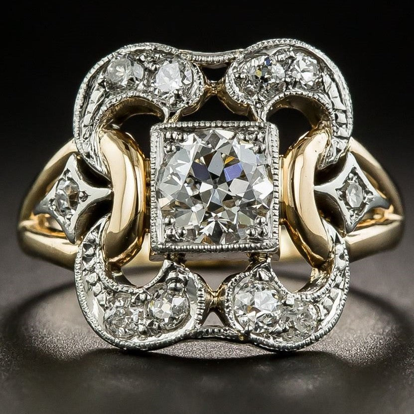RETRO GEOMETRIC ZIRCONIA RING
