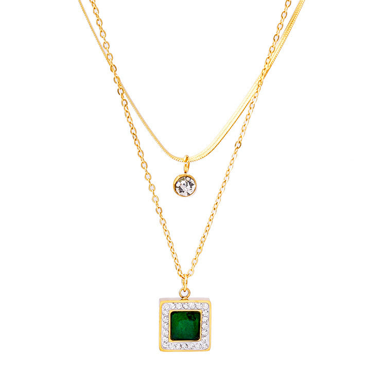ELEGANT DOUBLE LAYER ZIRCONIA NECKLACE