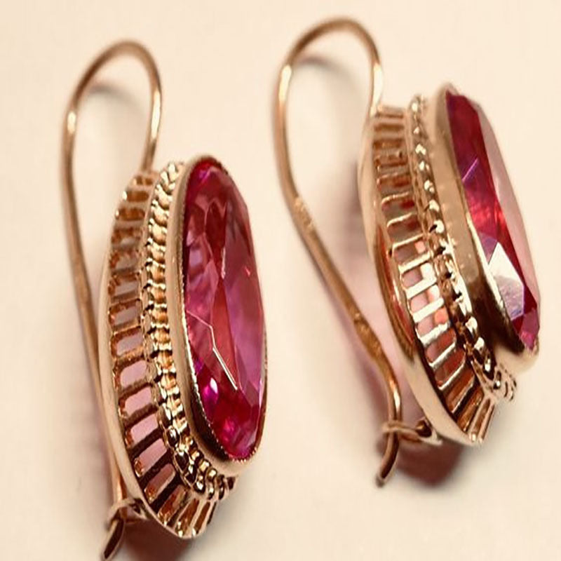 TRENDY RED GEM KEEL EARRINGS