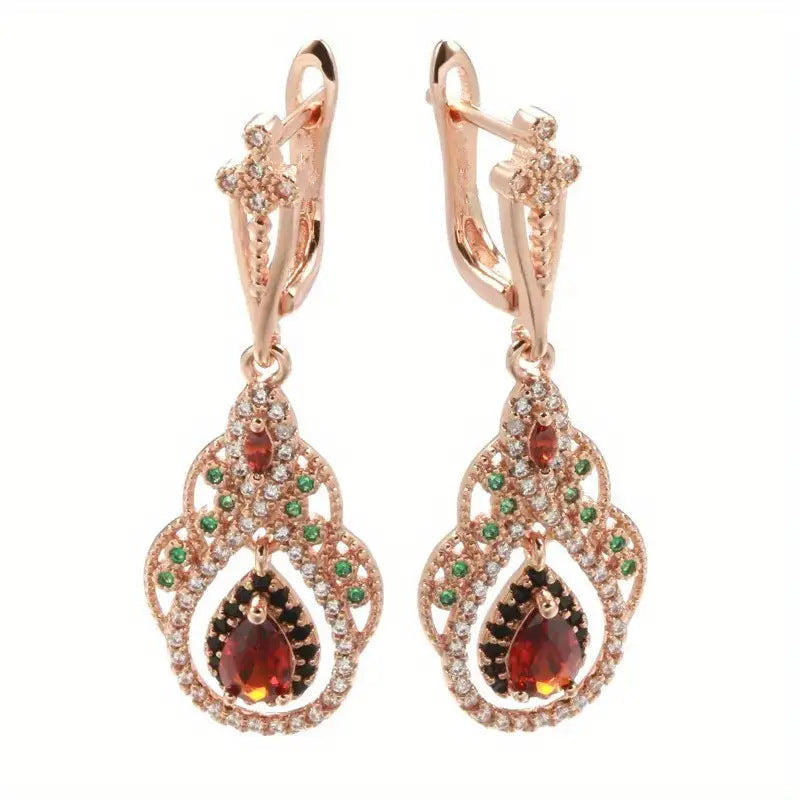 BOHEMIAN INLAID ZIRCONIA EARRINGS