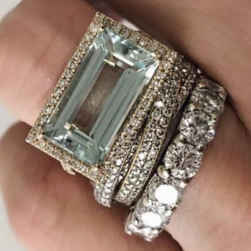 VINTAGE TURQUOISE GLASS RING SET