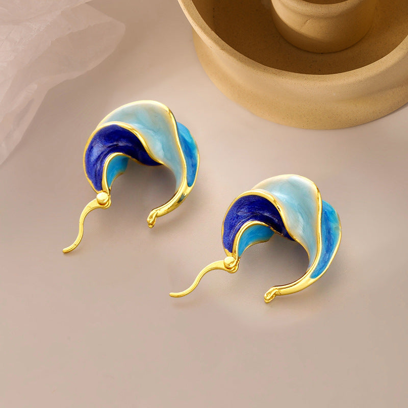 TIMELESS HANDPAINTED BLUE EARRINGS