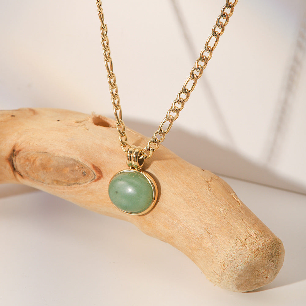 ELEGANT STONE ROUND VINTAGE NECKLACE