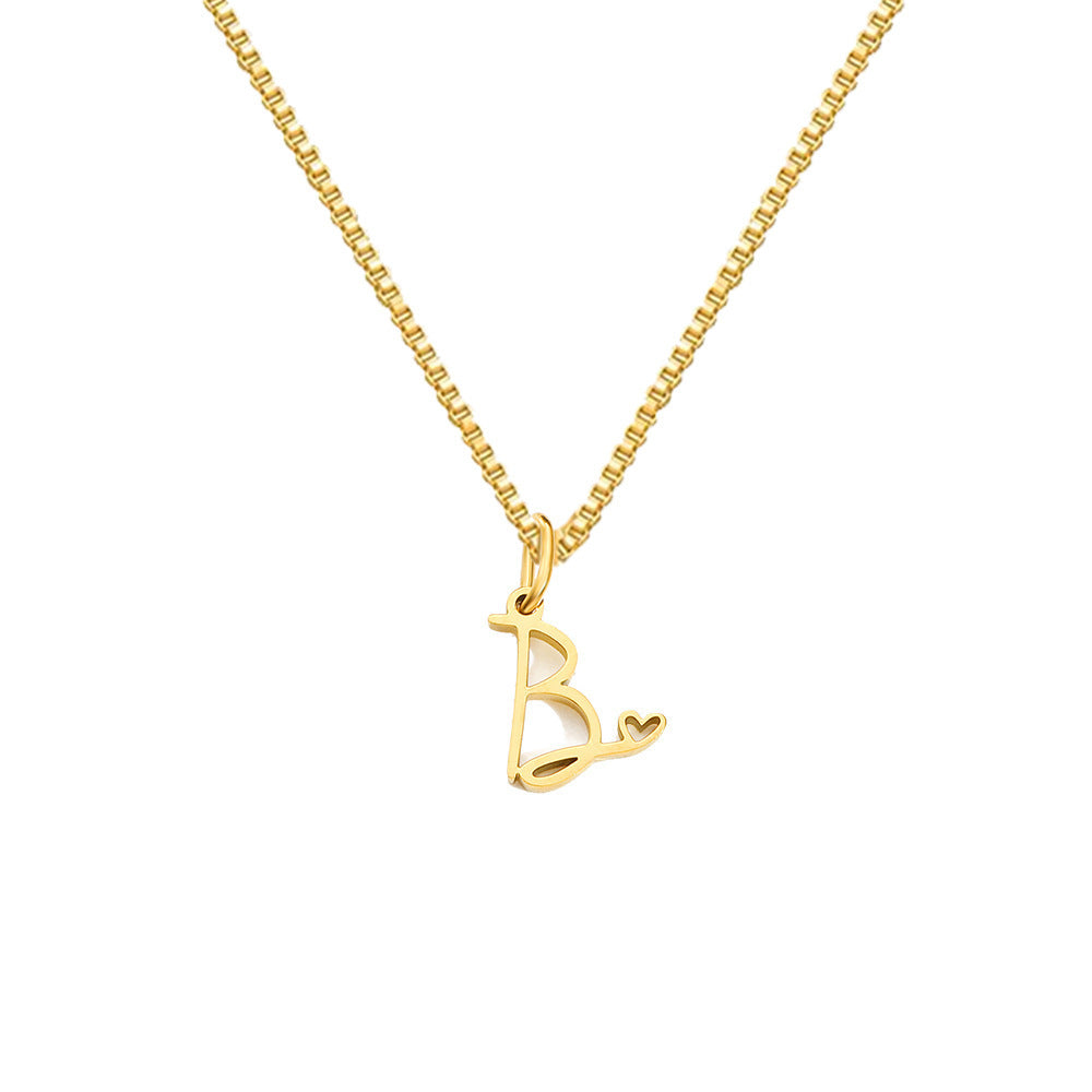 GOLD LETTER HEART NECKLACE