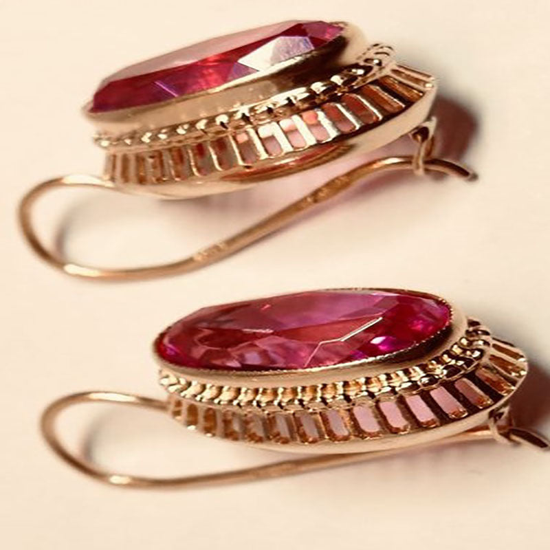 TRENDY RED GEM KEEL EARRINGS
