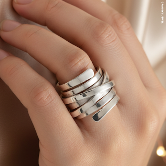 VINTAGE THICK LAYER SILVER RING