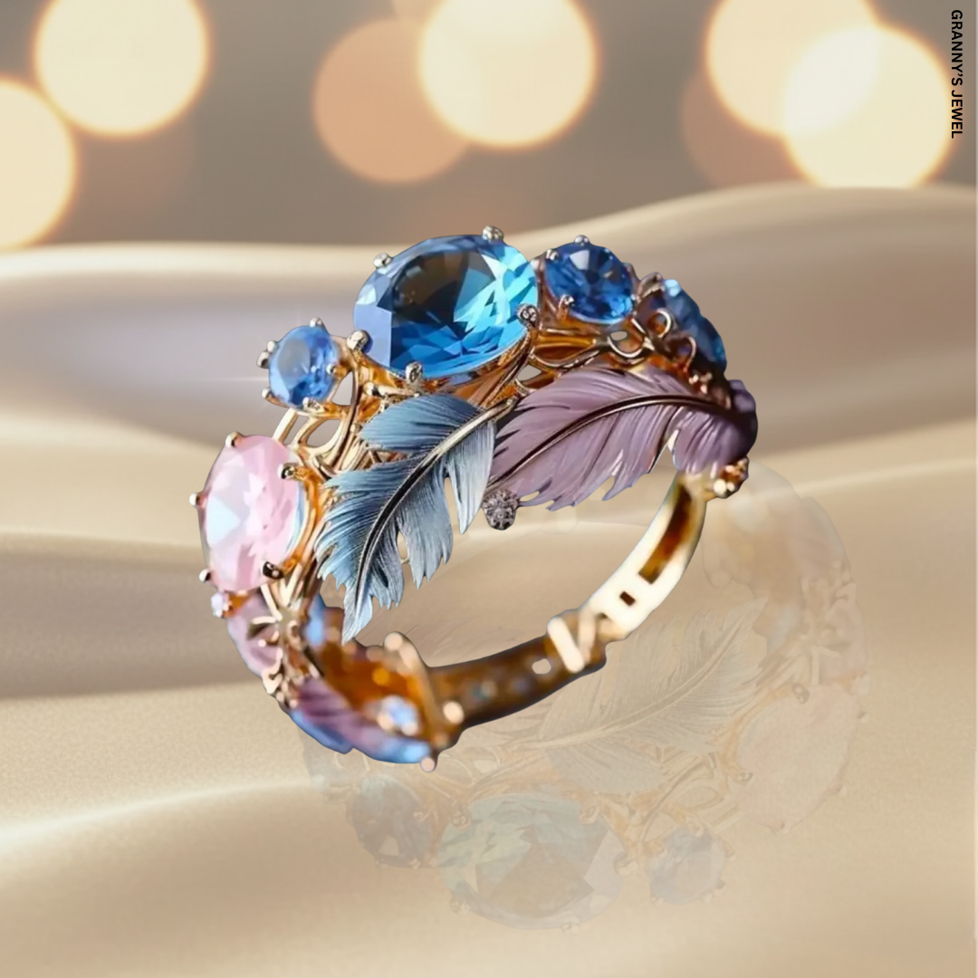 VINTAGE FEATHER CRYSTAL RING
