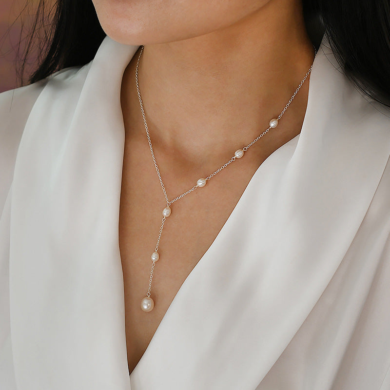 ELEGANT RUBY PENDANT & PEARL NECKLACE