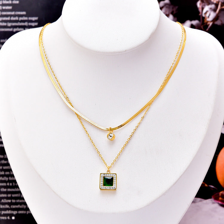 ELEGANT DOUBLE LAYER ZIRCONIA NECKLACE