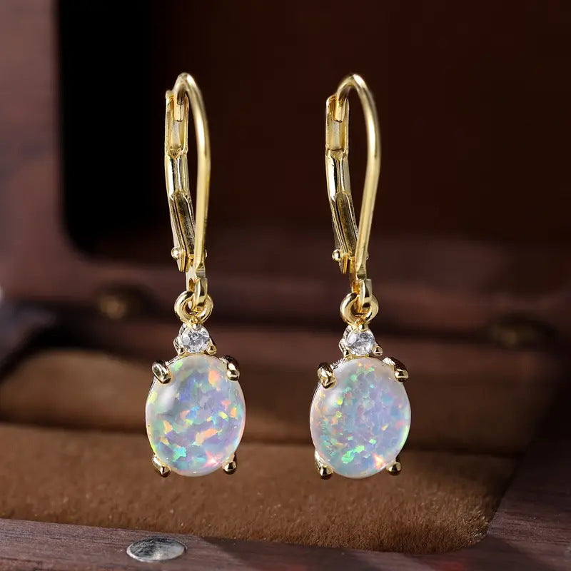 MICRO INLAID ZIRCONIA OPAL EARRINGS