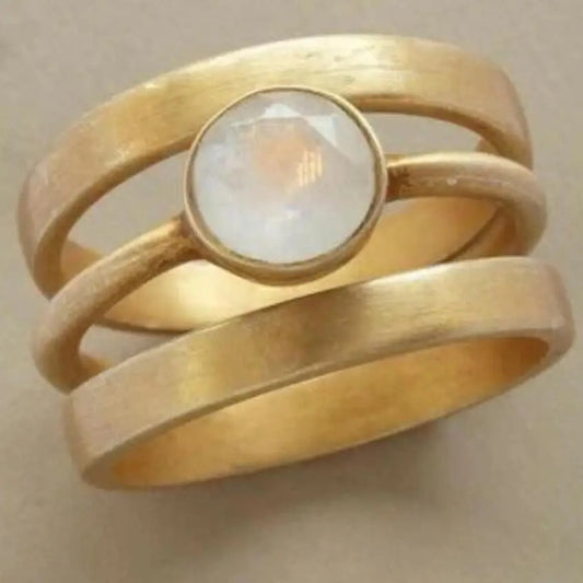 VINTAGE GOLD INLAID MOONSTONE RING