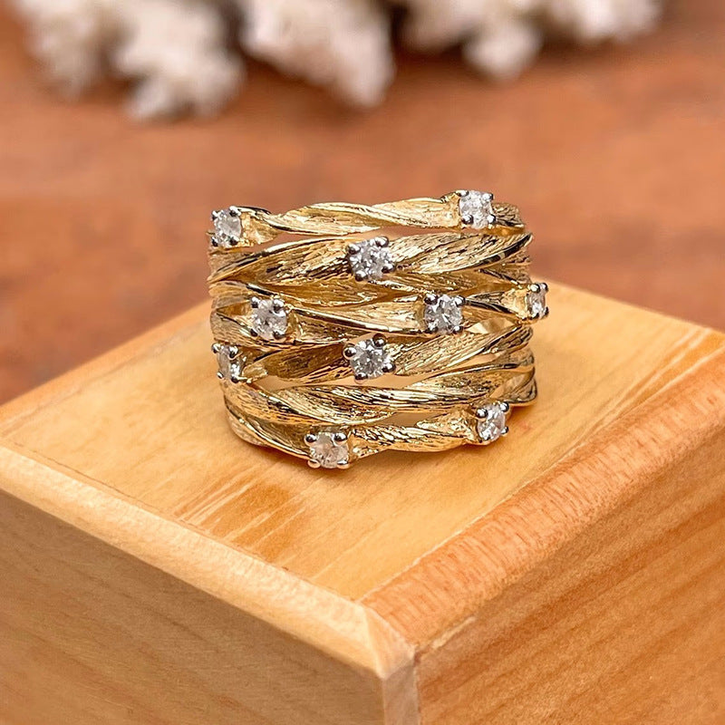 VINTAGE ZIRCON GOLDEN RING
