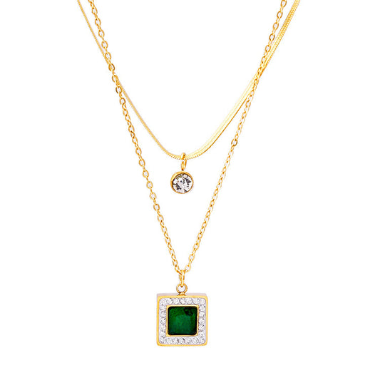ELEGANT DOUBLE LAYER ZIRCONIA NECKLACE