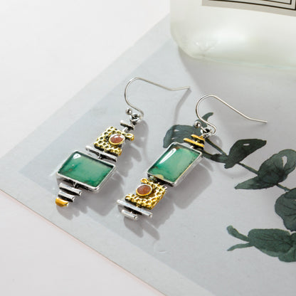 BOHO EARRINGS WITH EMERALD IN SILVER
