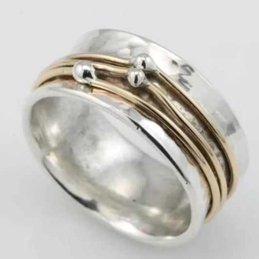 SHINE VINTAGE GOLD LAYERED SILVER RING
