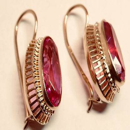 TRENDY RED GEM KEEL EARRINGS