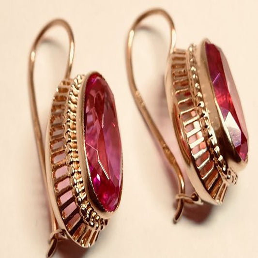TRENDY RED GEM KEEL EARRINGS