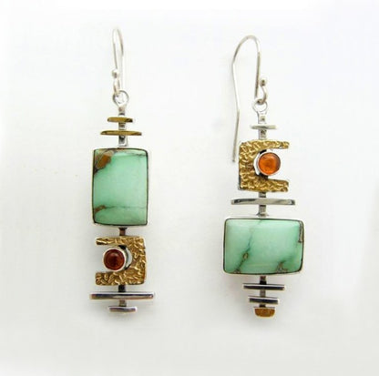 BOHO EARRINGS WITH EMERALD IN SILVER