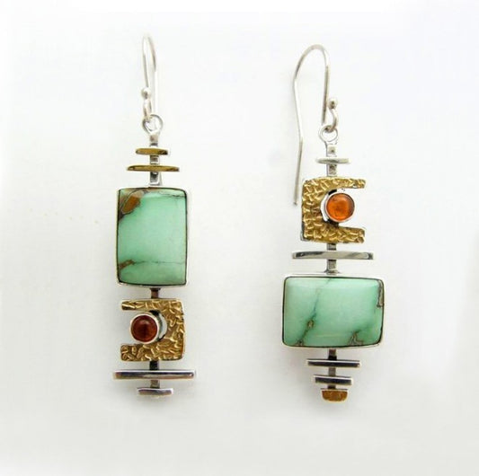 BOHO EARRINGS WITH EMERALD IN SILVER