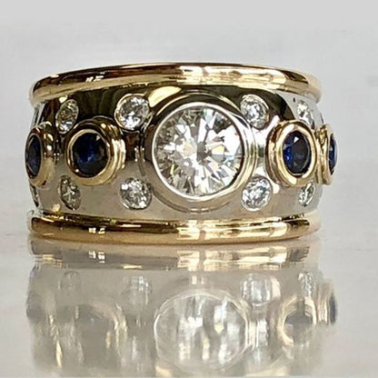 VINTAGE GOLDEN INLAID ZIRCONIA RING