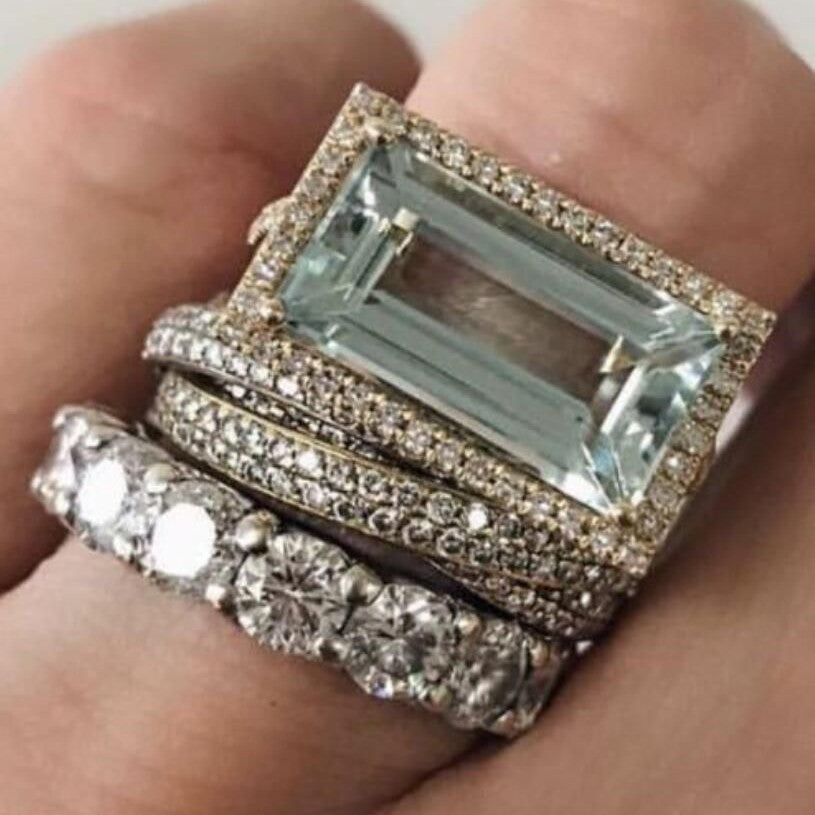 VINTAGE TURQUOISE GLASS RING SET
