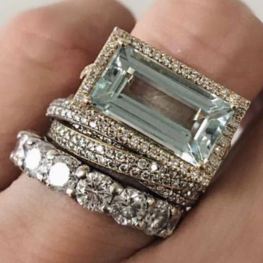 VINTAGE TURQUOISE GLASS RING SET