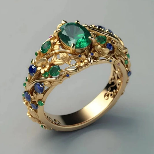 ZIRCONIA HOLLOW CARVED RING