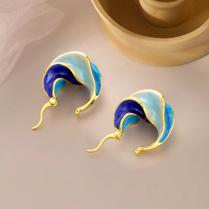 TIMELESS HANDPAINTED BLUE EARRINGS