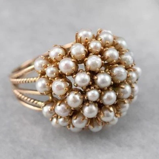 BLUSH INLAID PEARLS RING