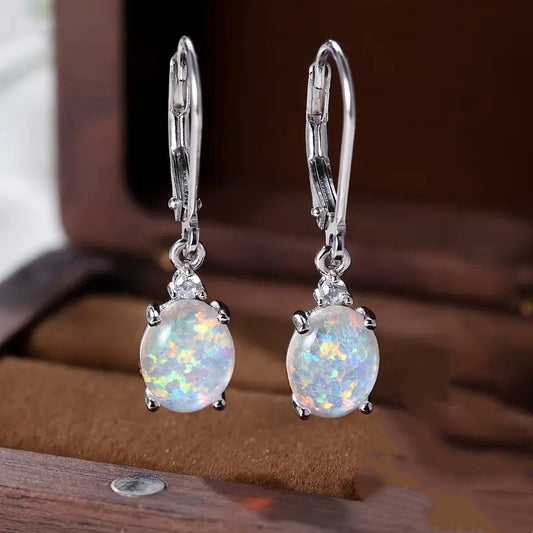 MICRO INLAID ZIRCONIA OPAL EARRINGS