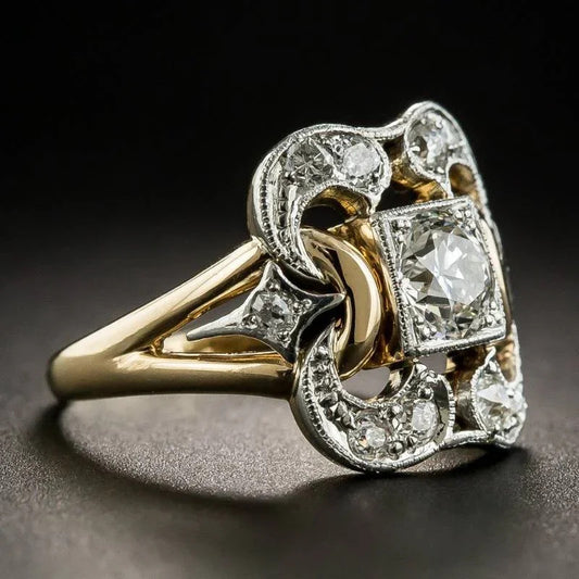 RETRO GEOMETRIC ZIRCONIA RING