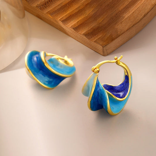 TIMELESS HANDPAINTED BLUE EARRINGS