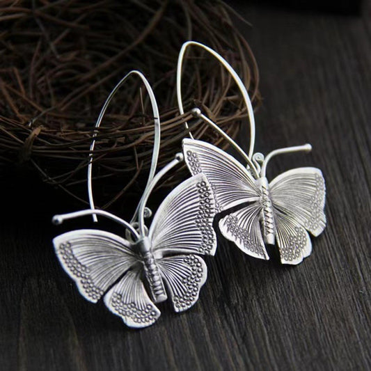 VINTAGE LONG BUTTERFLY PENDANT EARRINGS