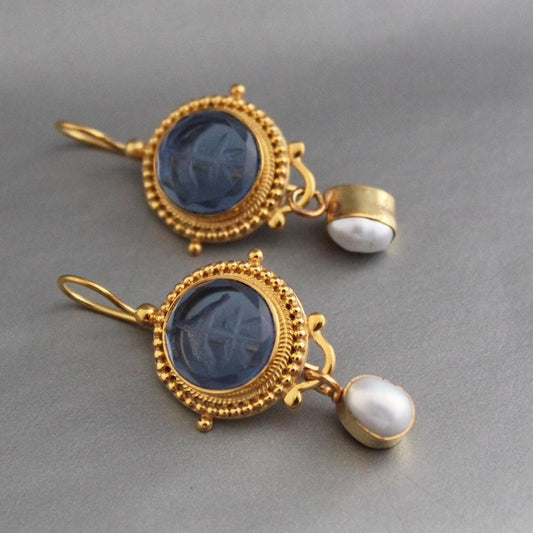 VINTAGE ZIRCONIA PEARL EARRINGS