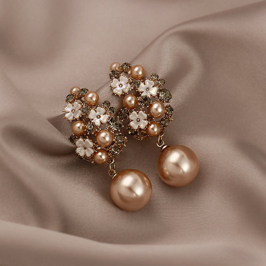 ELEGANT FLOWER PEARL EARRINGS