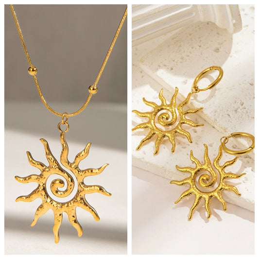 BOHO SPIRAL SUN NECKLACE & EARRINGS