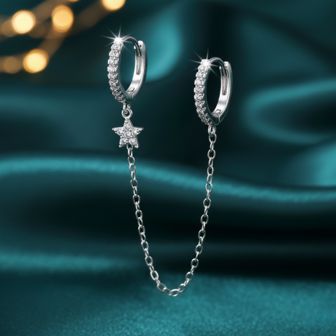 DOUBLE HOOP CHAIN EARRINGS