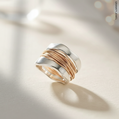 SILVER GOLD THREADS RING
