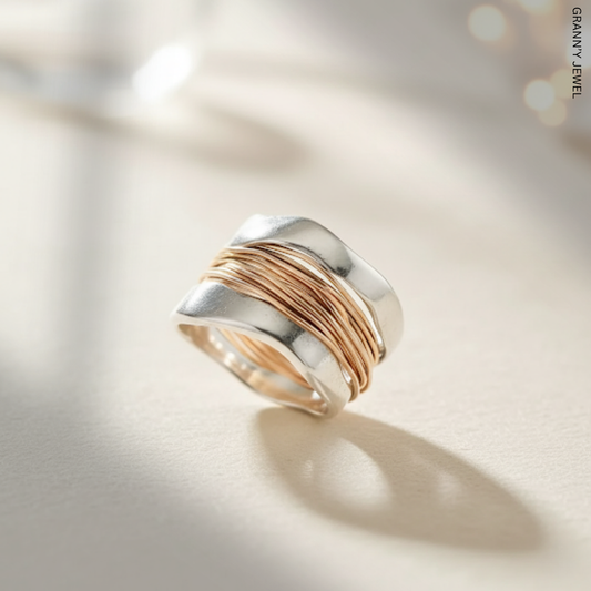 SILVER GOLD THREADS RING