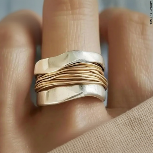SILVER GOLD THREADS RING
