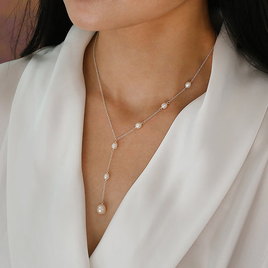 ELEGANT RUBY PENDANT & PEARL NECKLACE