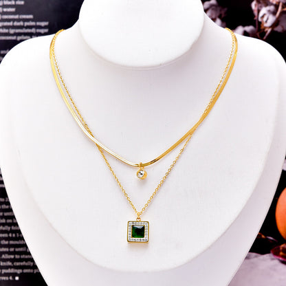 ELEGANT DOUBLE LAYER ZIRCONIA NECKLACE