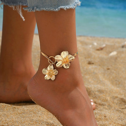 GOLDEN MATCH FLOWERS ANKLET