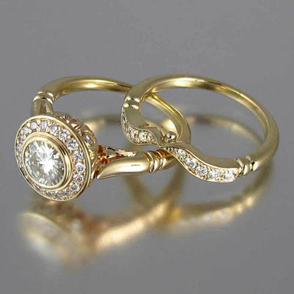 Vintage gold zirconia ring pack featuring elegant stackable rings with sparkling zirconia accents, perfect for women’s fashion, gifts, and special occasions.