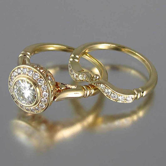 Vintage gold zirconia ring pack featuring elegant stackable rings with sparkling zirconia accents, perfect for women’s fashion, gifts, and special occasions.