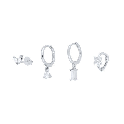 ZIRCON GEOMETRIC FLOWER STUD EARRINGS