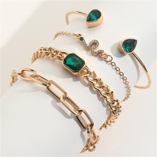 ELEGANT BRACELETS WITH GREEN CRYSTALS